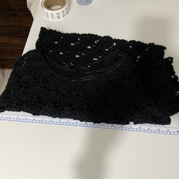 Unbranded Black Crochet Boho Witchy Grandmacore Top - Picture 10 of 11